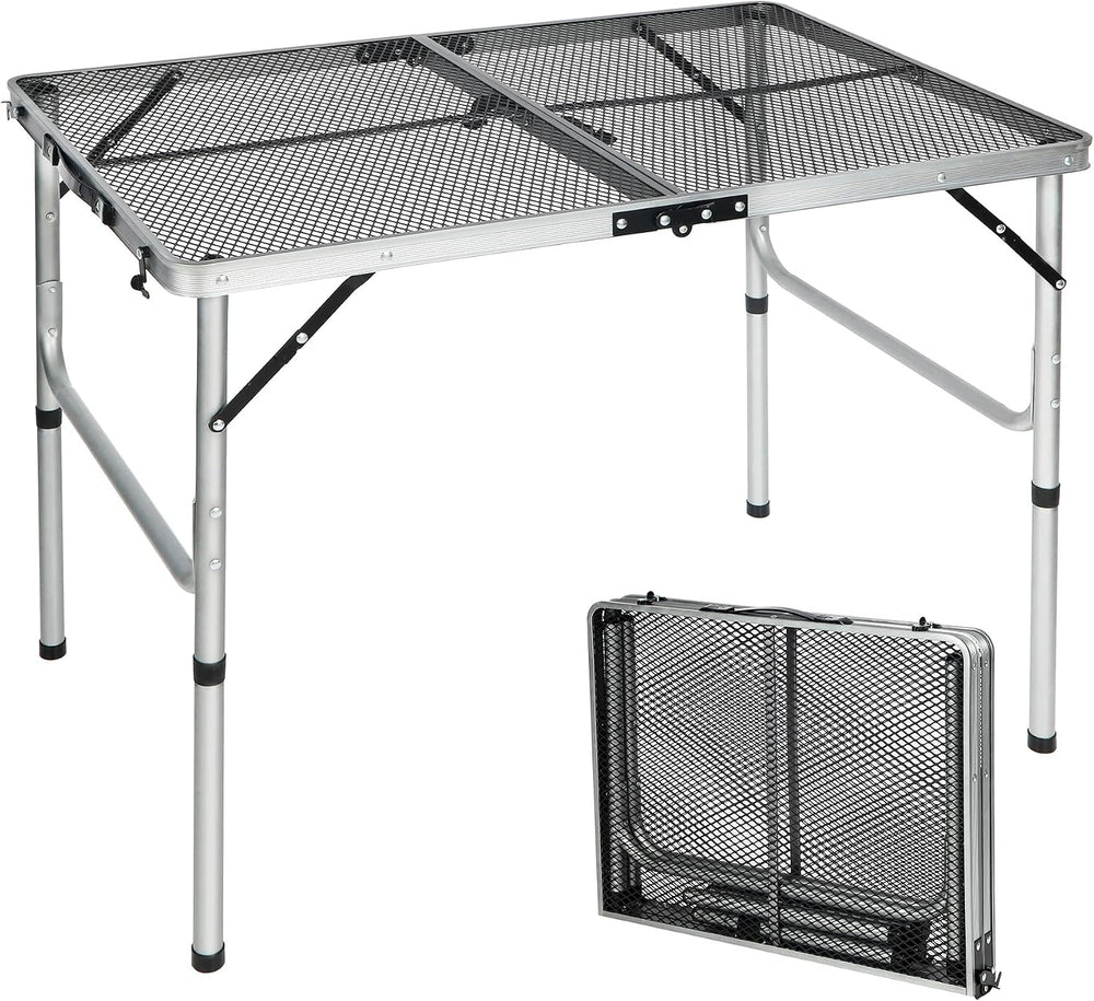 Portable Grill Table for Outside, Aluminum Folding Grill Stand Table for Outd...