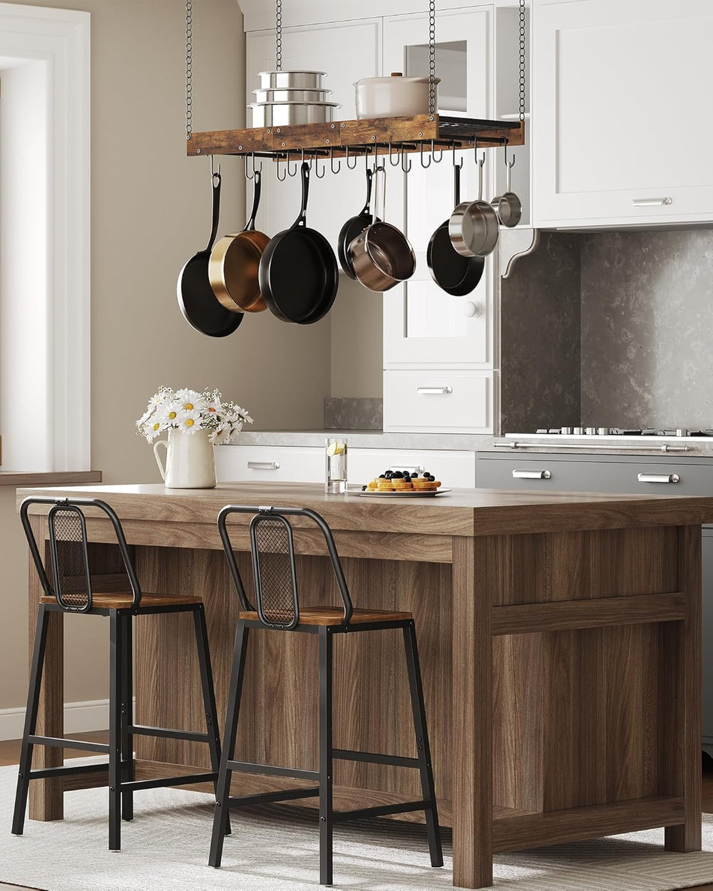 CHOEZON Hanging Pot Rack, Ceiling Wall Mounted Pot Rack for Kitchen, Industri...