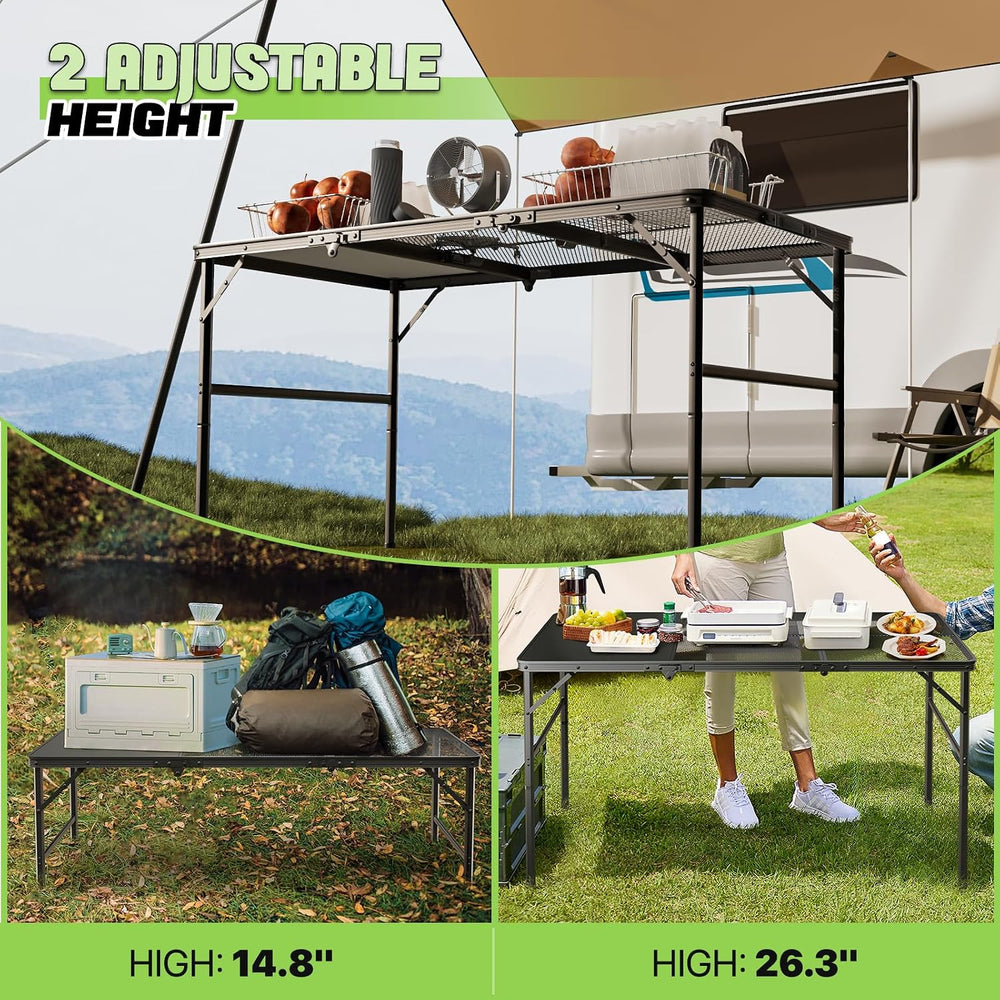 Magshion Portable 4FT Folding Table, Three-fold Grill Picnic Table, Lightweig...