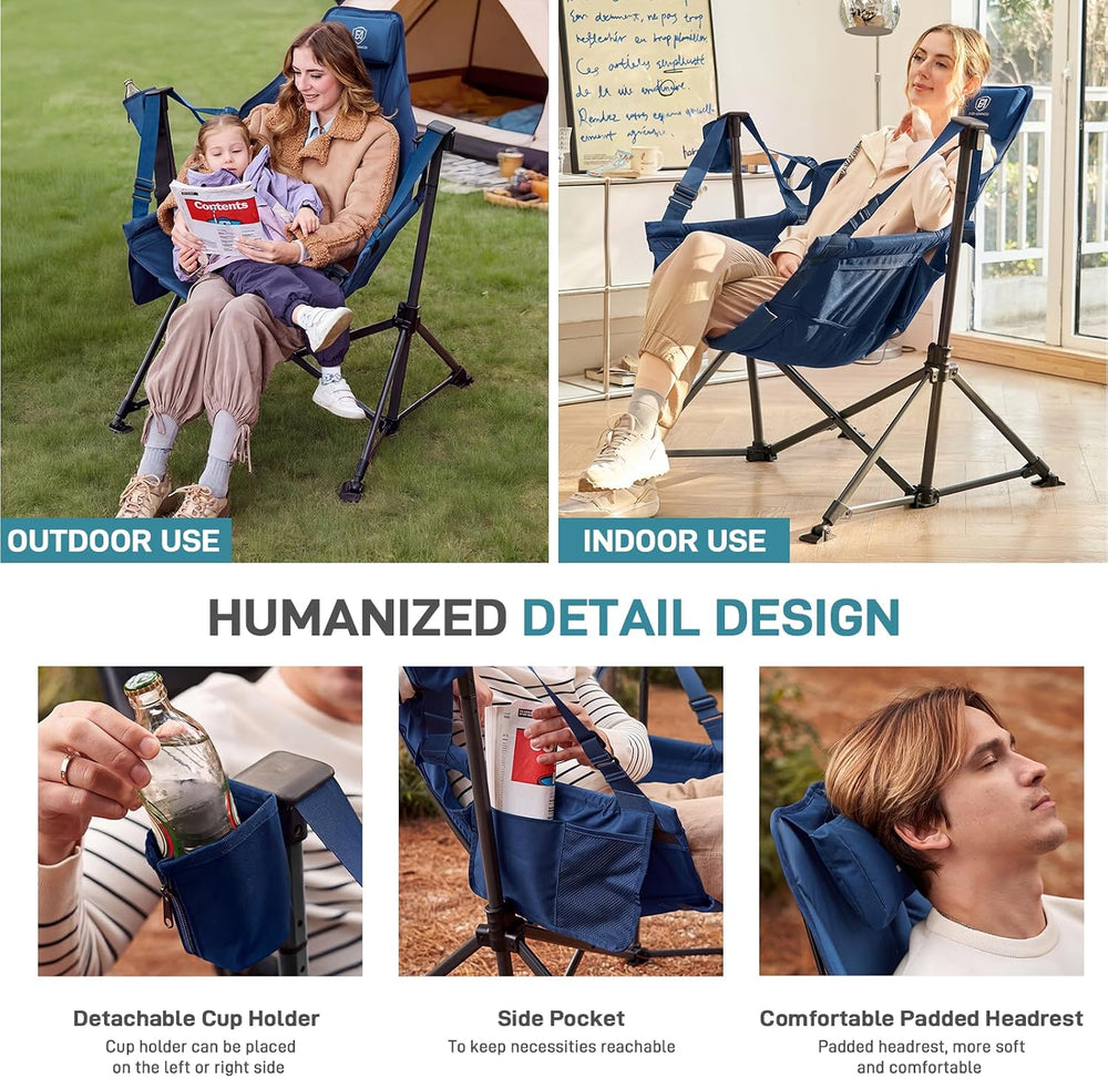 EVER ADVANCED Hammock Camping Chair, Oversized Heavy Duty Swing Chair with De...