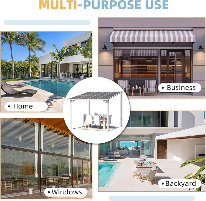 AECOJOY 8' x 8' White Gazebo Outdoor Pergola for Patio, Small Wall-Mo...