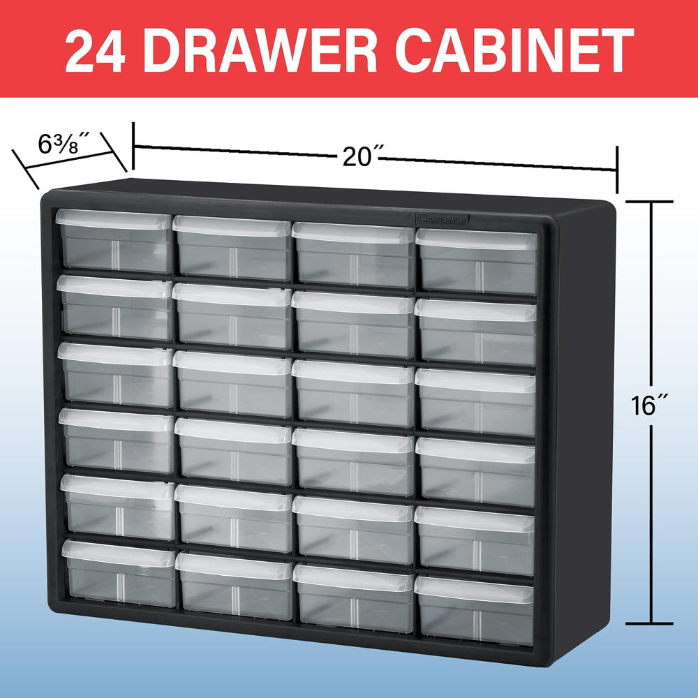 Akro-Mils 24-Drawer Plastic Storage Cabinet, 20" W x 6" D x 16&quot...