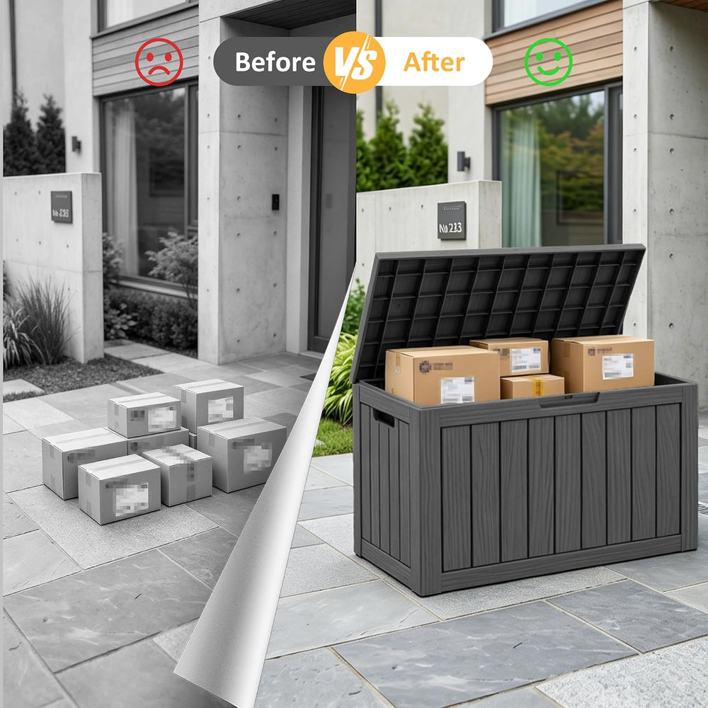 Package Delivery Box, Lockable Resin Outdoor Package, Waterproof Deck Box for...