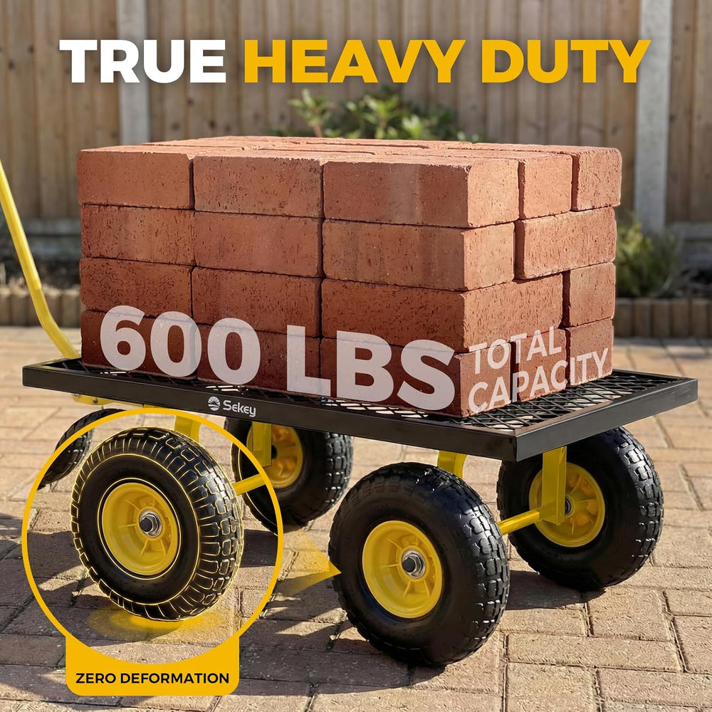 Sekey Steel Mesh Garden Cart, 600 lb Capacity, Removable Sides