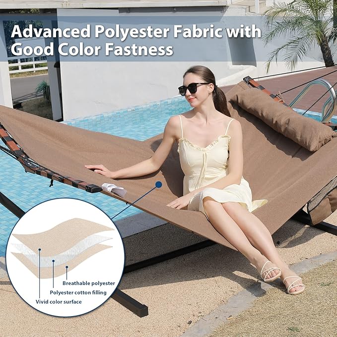 TegerDeger 12FT 2 Person Hammock Large Hammock 450LB Capacity with V Shaped H...