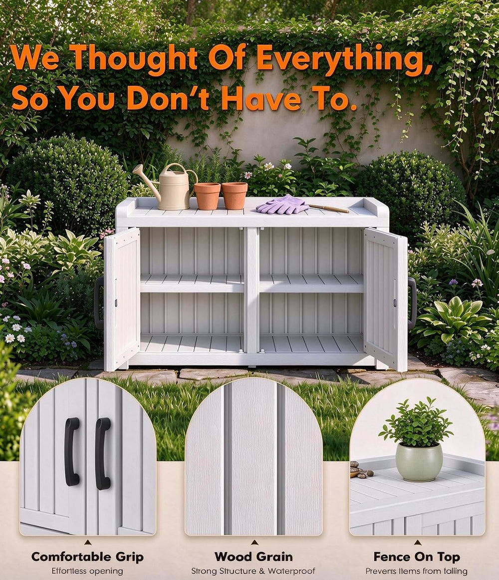 Outdoor Shoe Storage,Shoe Cabinet, Waterproof UV-Resistant Resin Shoe Bench, ...