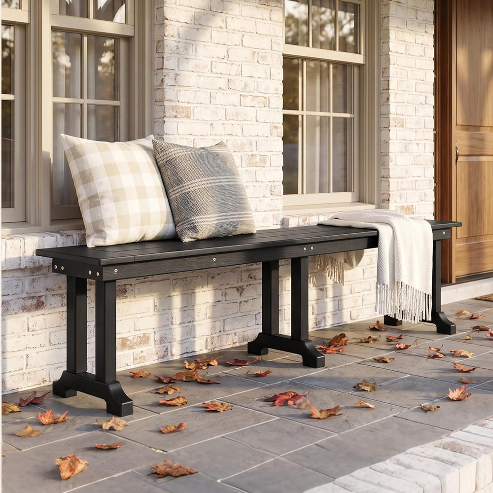 WO HOME FURNITURE 65" HDPE Outdoor Bench, 660 lbs Capacity, Black
