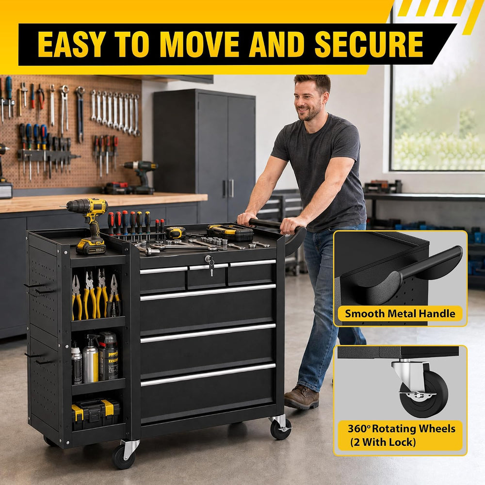 Rolling Tool Chest, 6-Drawers Assembled Tool Box,
