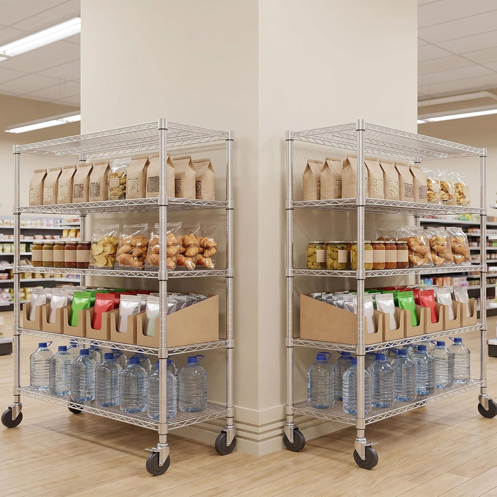 Garvee 59"W 5-Tier Heavy Duty 3250LBS Chrome Wire Shelving with Wheels