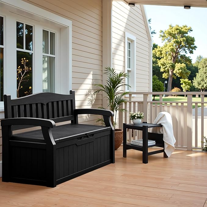 Flamaker 80 Gallon Storage Bench Outdoor Indoor, Durable All-Weather Seating ...