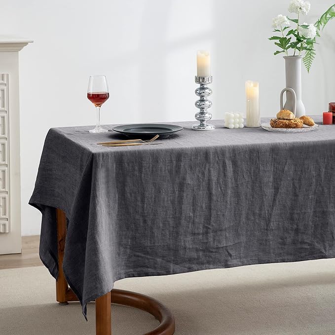EVERLY 100% Pure Linen Rectangle Tablecloths 60x120Inches for Dining,Buffet P...