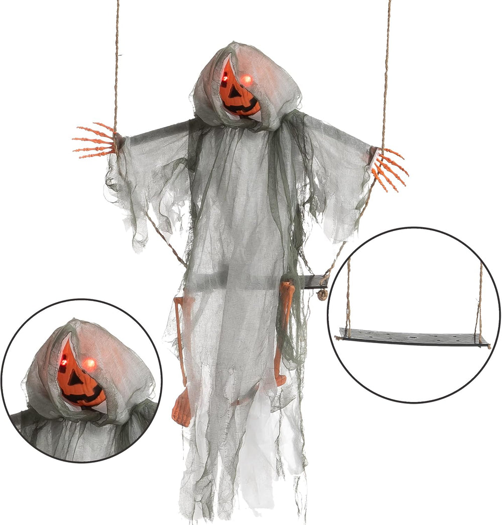 JOYIN 2 Pcs Halloween Hanging Swinging Ghosts Decorations Outdoor, Witch and ...