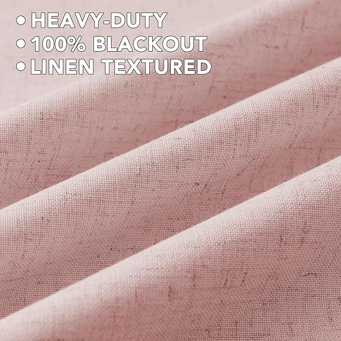 H.VERSAILTEX Linen Curtains 100% Blackout Curtains for Bedroom 96 inch Long F...