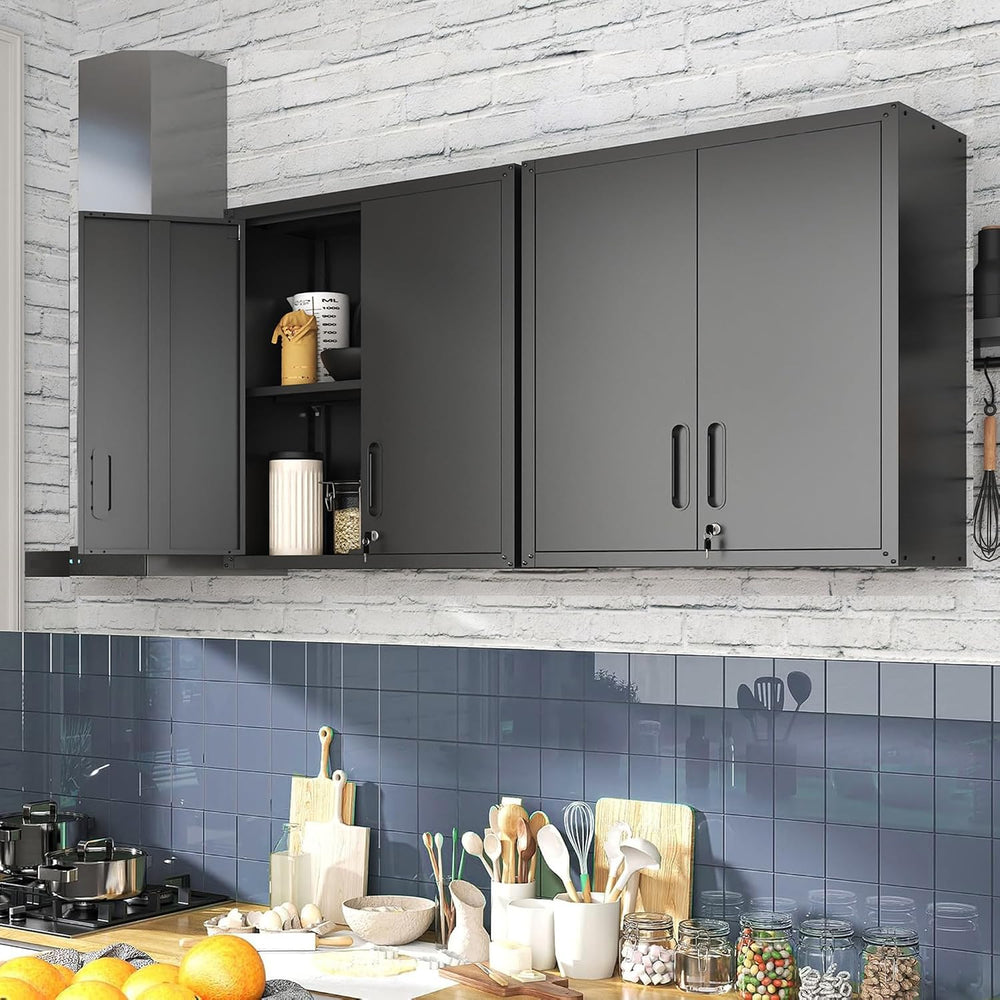 Wall-Mounted Metal Garage Storage Cabinet, Lockable Floating Tool Cabinet