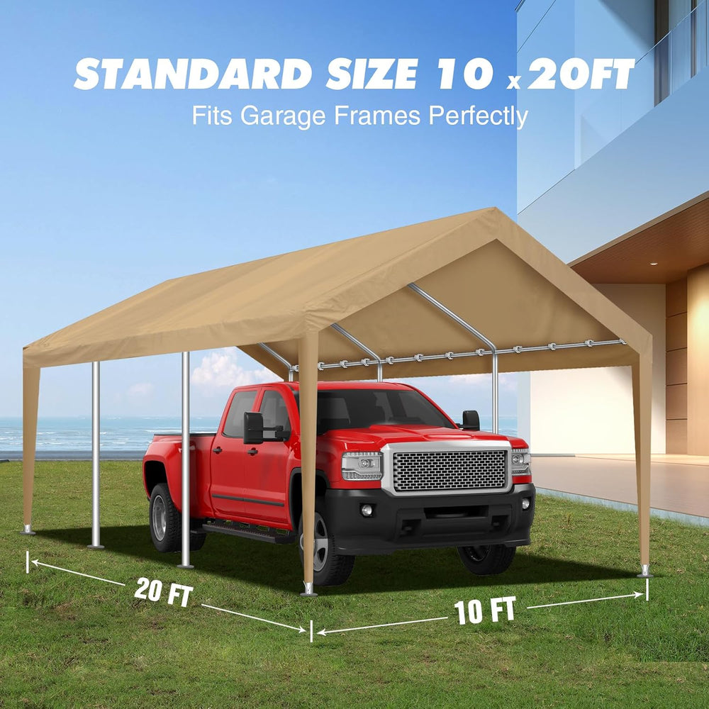 10x20FT Carport Canopy Replacement Cover Heavy Duty Waterproof & UV Prote...