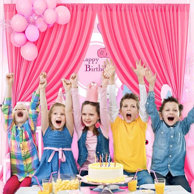 10 x 10 Feet Pink Backdrop Curtain for Partie, Background Curtains for Photos...