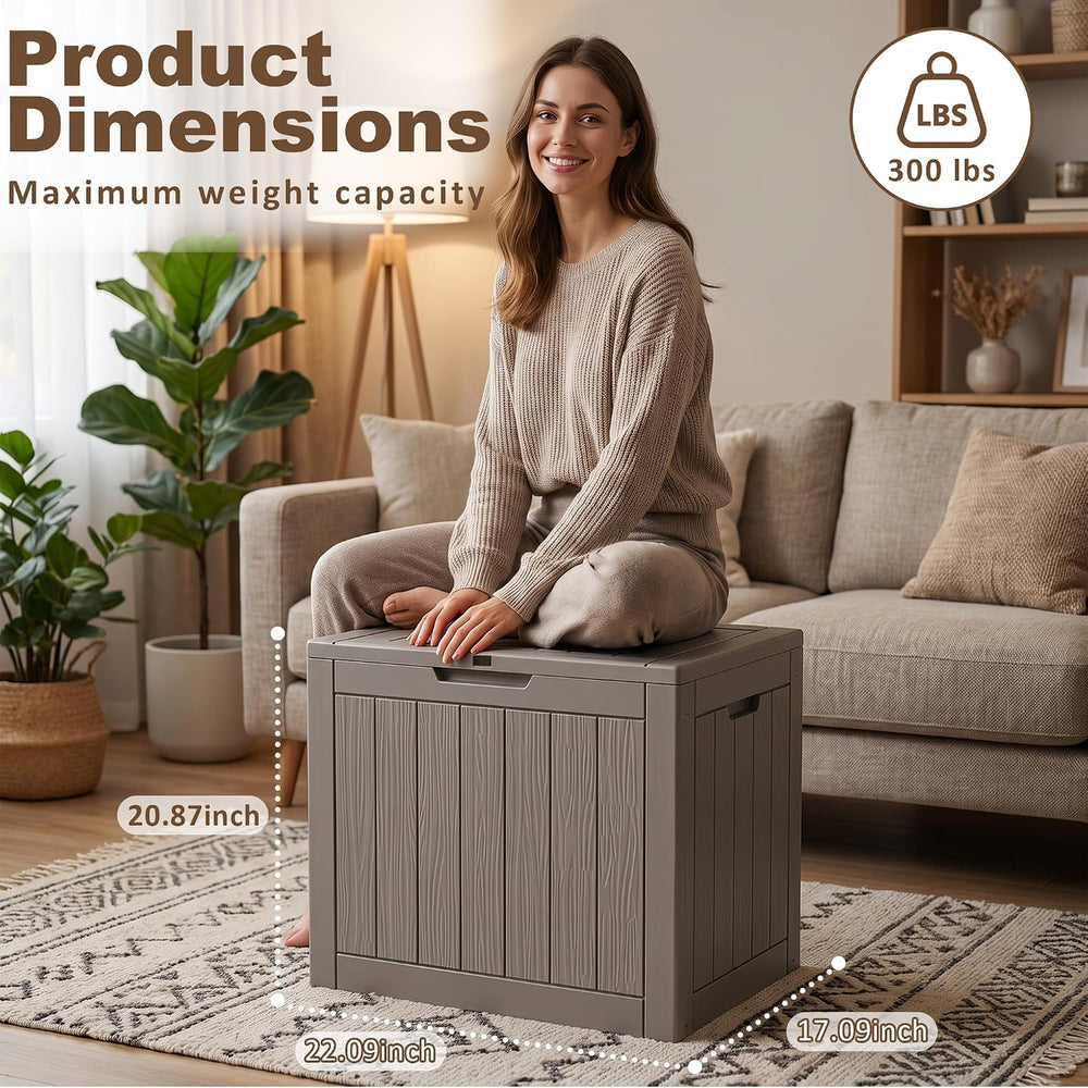 40 Gal Outdoor Storage Box,Weatherproof Deck Box,Grey