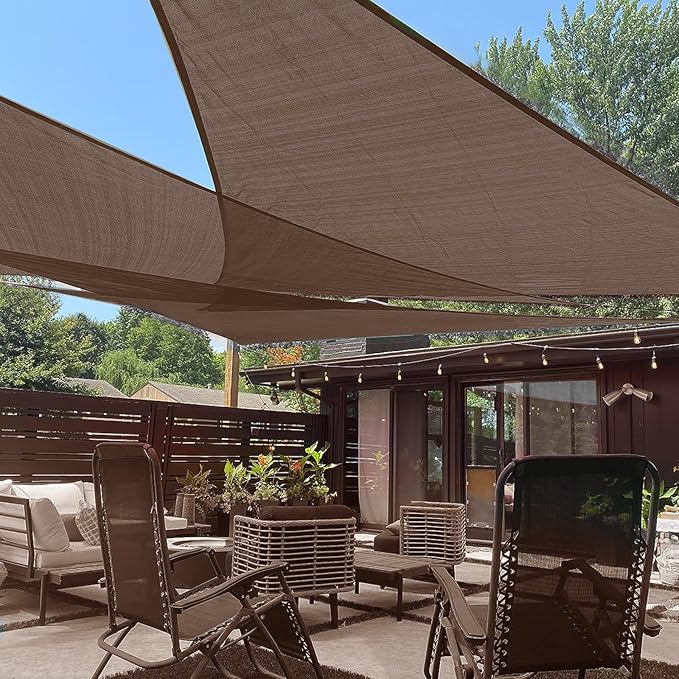 LOVE STORY Custom Size 5'x5'x7.1' Brown Sun Shade Sail Right Tria...