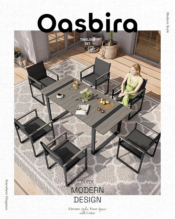 Outdoor Table and Chairs of 4, Patio Dining Sets, HDPS + Aluminum Outdoor Fur...