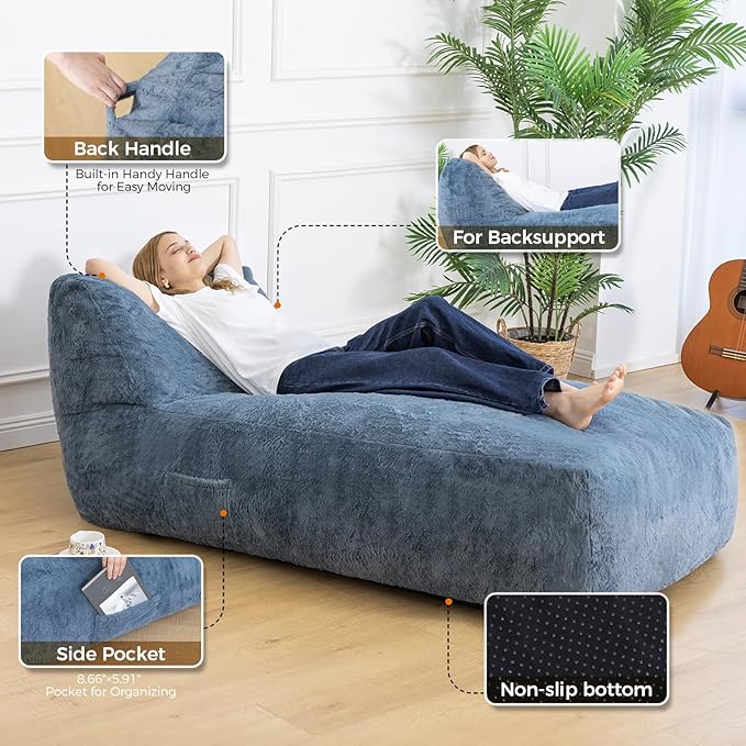Giant Bean Bag Lounger Chair for Adults with Soft & Cozy Plush Fabric,Mem...