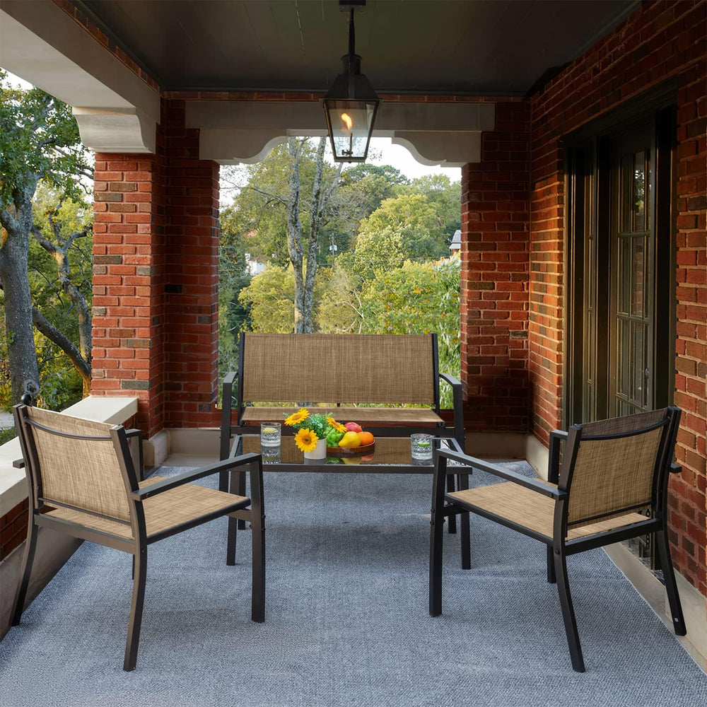 Devoko 4 Pieces Patio Furniture Set Outdoor Garden Patio Conversation Sets Po...