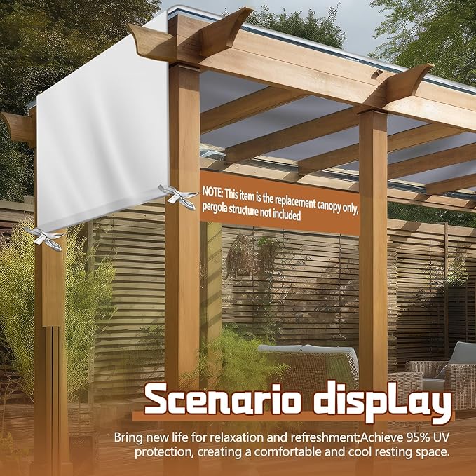 Universal Pergola Replacement Canopy Outdoor Canopy Shade Cover Waterproof Sh...