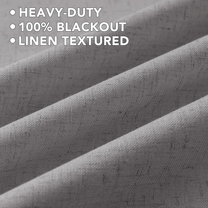 H.VERSAILTEX Linen Curtains 100% Blackout Curtains for Bedroom 84 inch Long F...