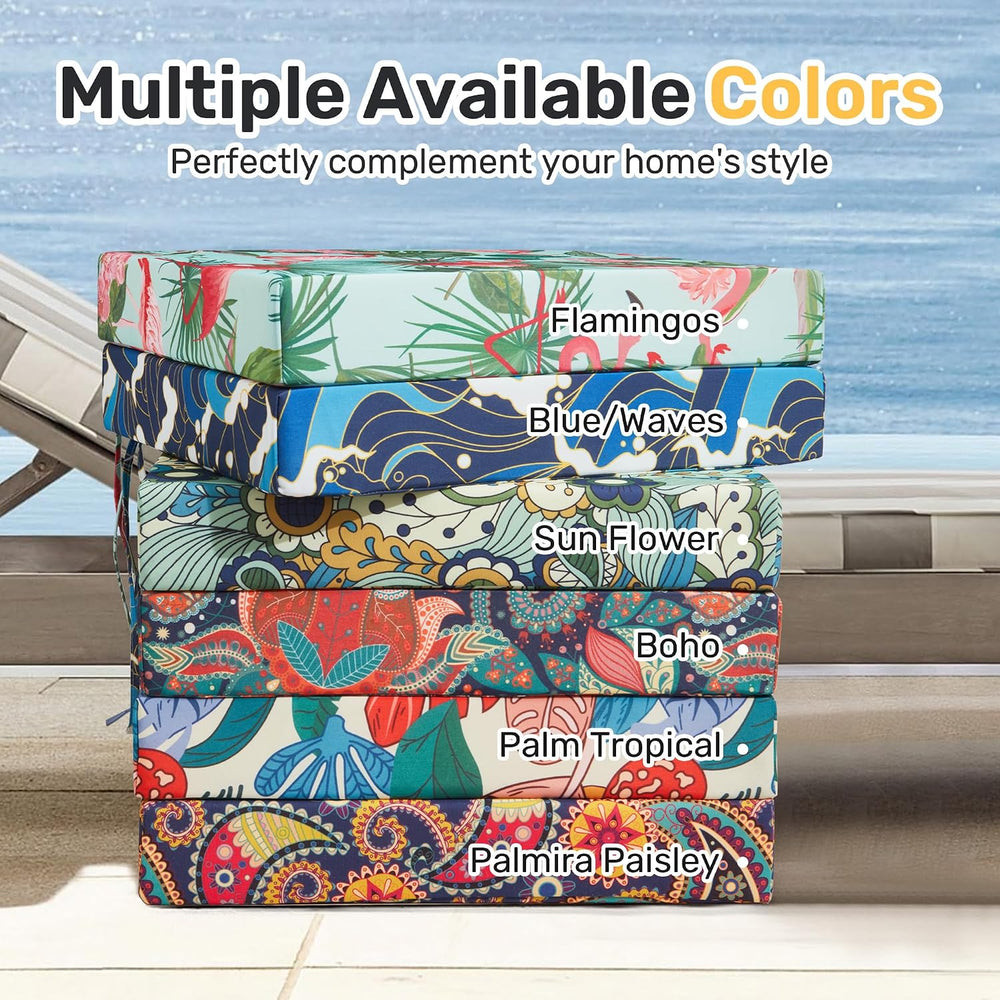 UNIKOME Outdoor Chair Cushions, Set of 4, 24"*24"*4", Palmira ...