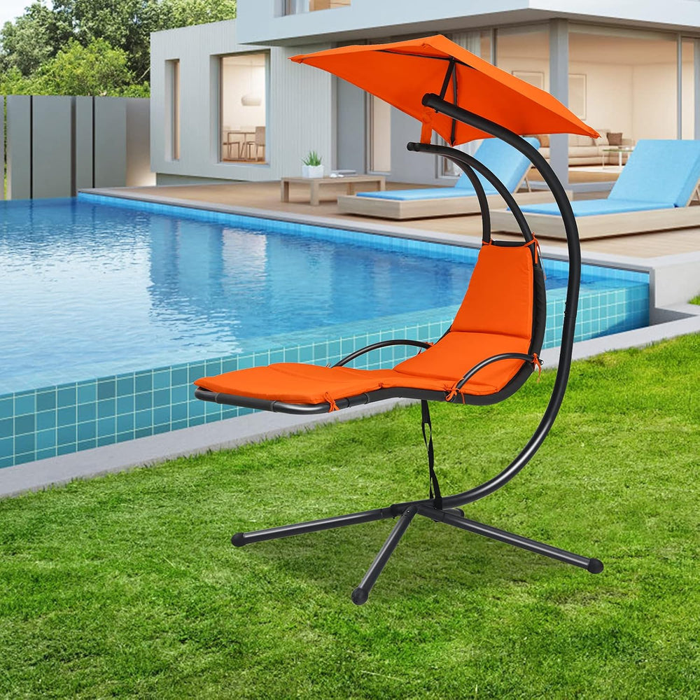 Giantex Outdoor Hanging Chaise Lounge Chair, Patio Hammock Chair with Removab...