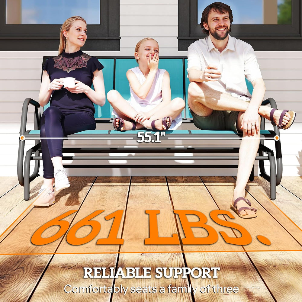 Outsunny 3-Person Patio Glider Bench Outside 3 Seats Blue