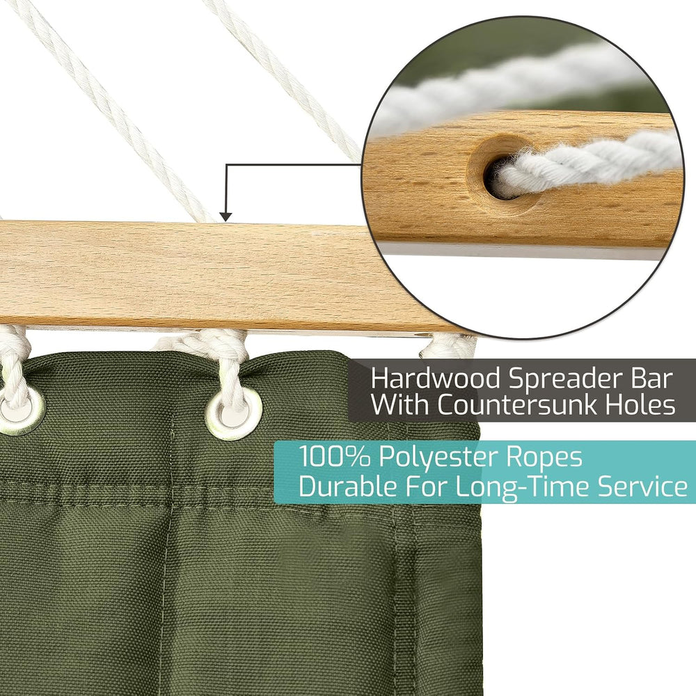 CHULIM Double Quilted Hammock with Hardwood Spreader Bars and Pillow