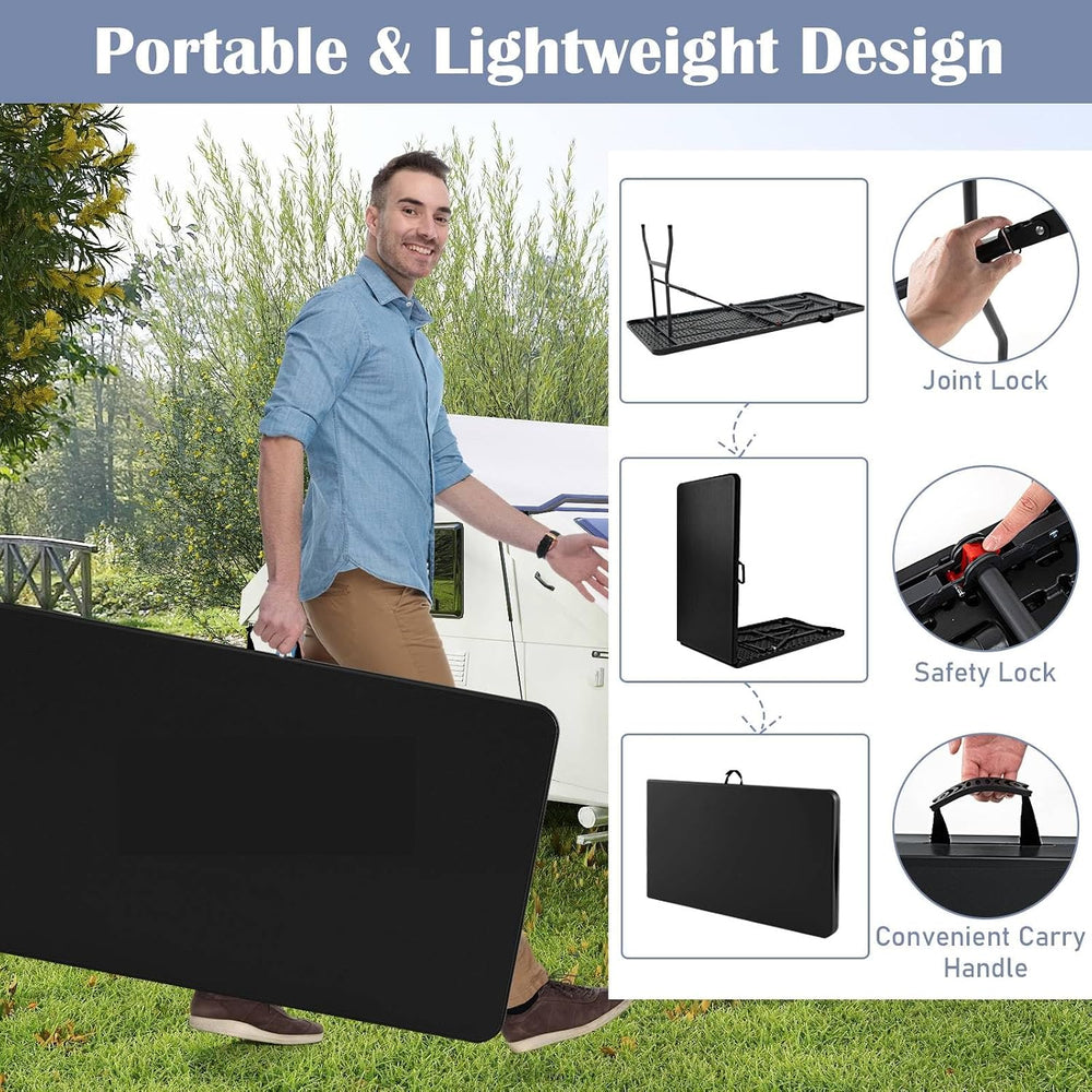 Tangkula 8 FT Folding Table, Indoor Outdoor Foldable Plastic Table