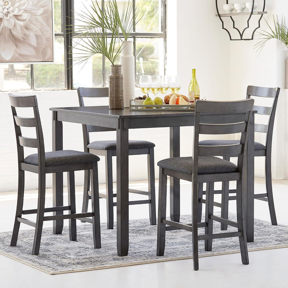 Signature Design by Ashley 5-Piece Square Counter Height Dining Set, Gray