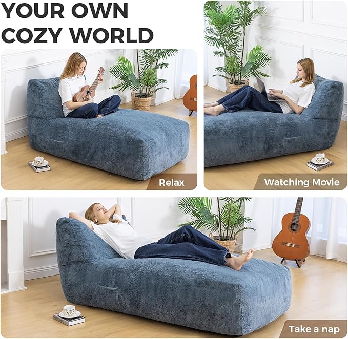 Giant Bean Bag Lounger Chair for Adults with Soft & Cozy Plush Fabric,Mem...