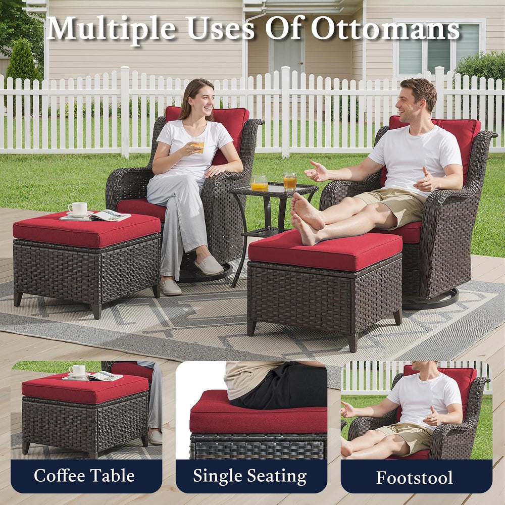 6 Piece Patio Furniture Set with Ottoman - All Weather Patio Conversation Set...