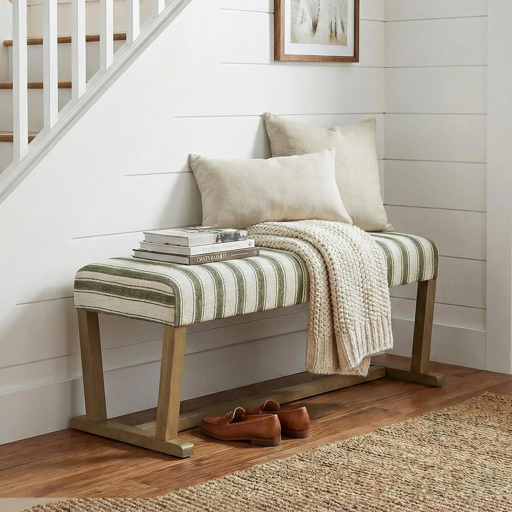 VKNOW 41.3'' Upholstered Entryway Bench, End of Bed Bench with Cushion
