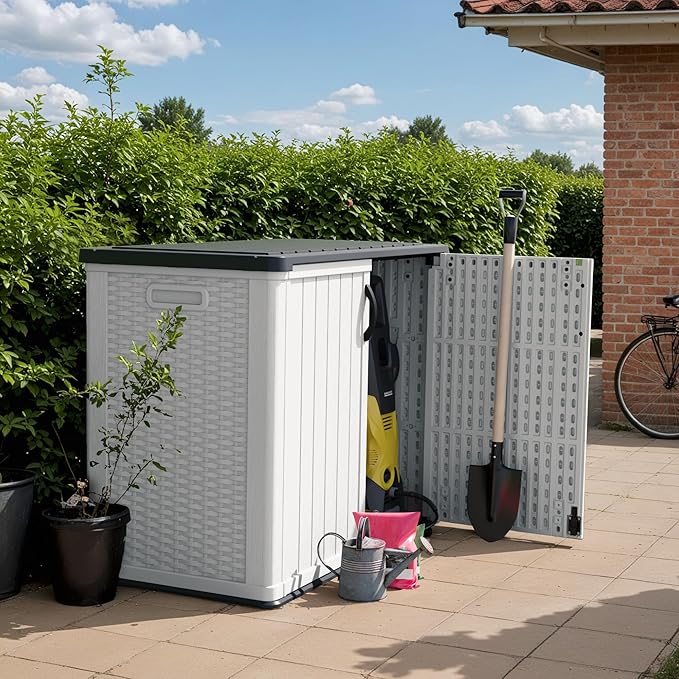 Devoko Outdoor Storage Cabinet 26 Cu Ft with Lockable Doors, Horizontal Stora...