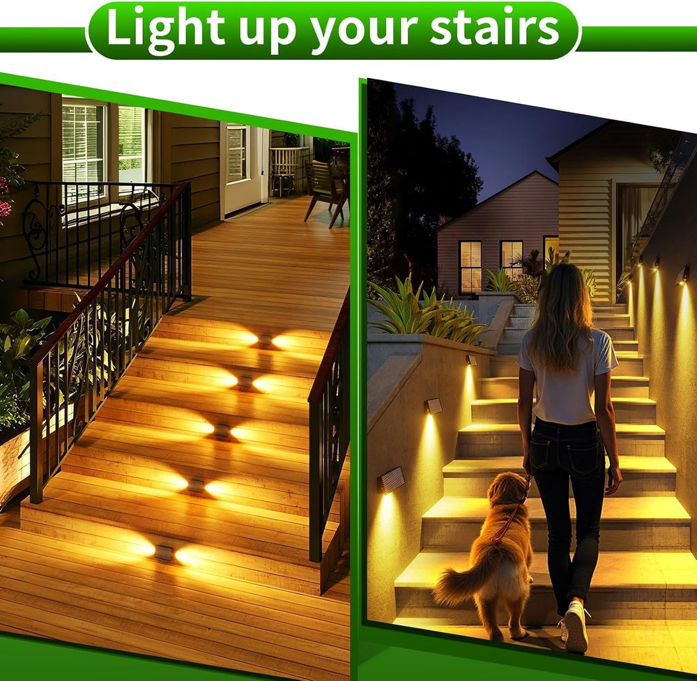 JSOT Solar Deck Lights Outdoor - 12 Pack Stair Step Fence Waterproof Light 5 ...
