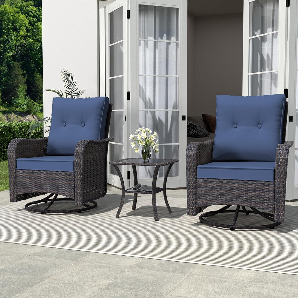 Outdoor Patio Chair Set of 2 Wicker Rocking Porch Swing Rattan Two Chairs