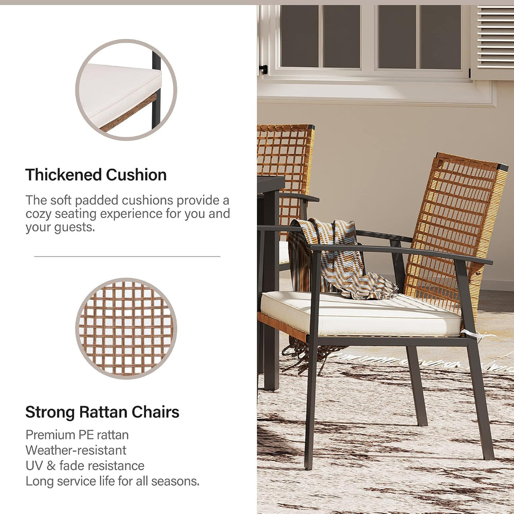 LAUSAINT HOME 5 Pieces Outdoor Patio Dining Set, Wicker Patio Furniture Set o...
