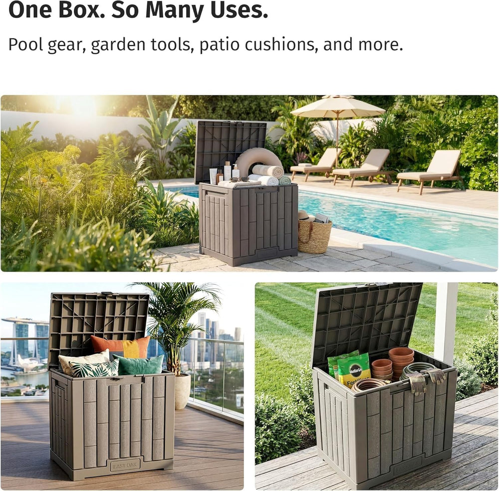 EAST OAK Outdoor Storage Box, 31 Gallon Deck Box for Patio Cushions, Pool Acc...