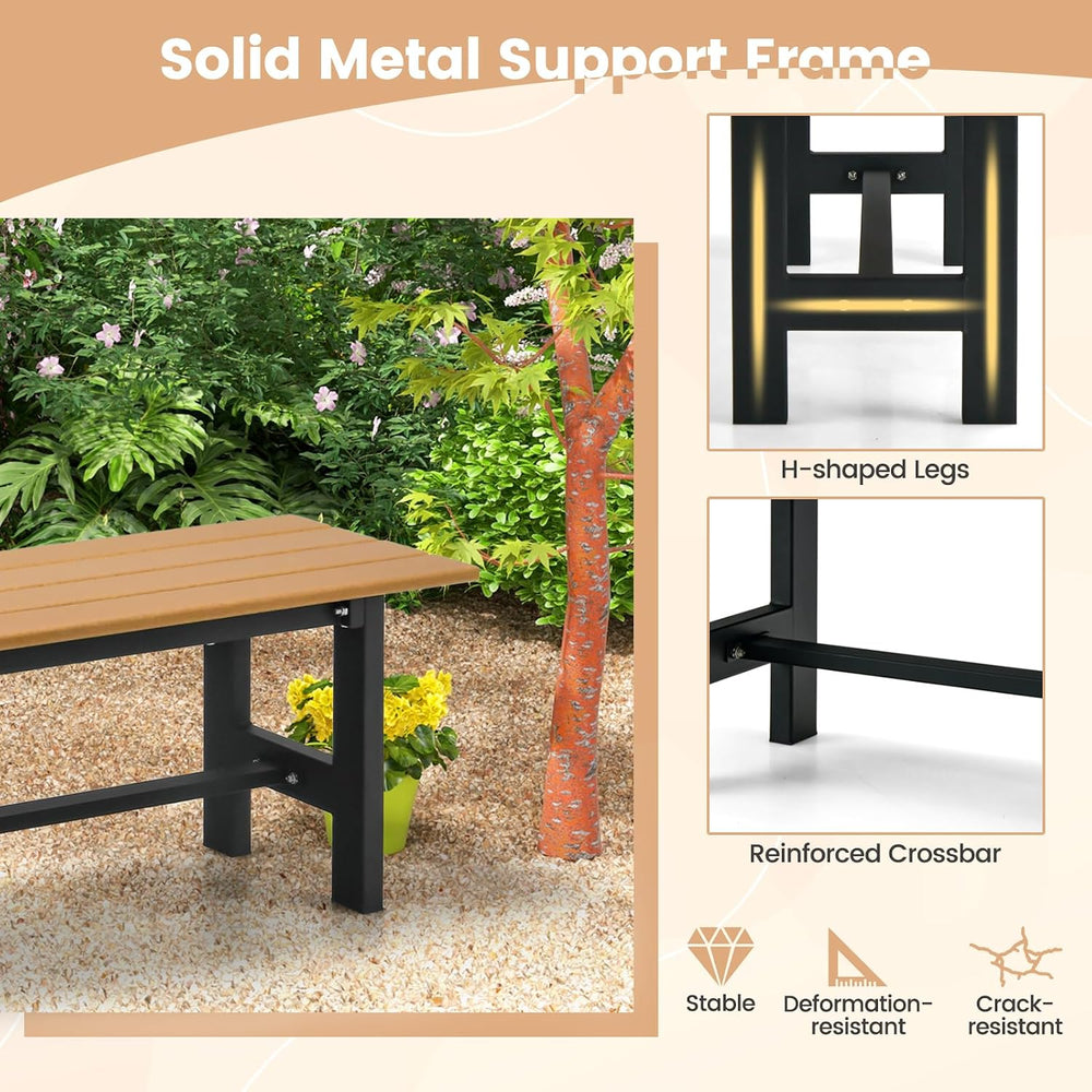 Tangkula 47 Inch HDPE Outdoor Bench Backless, Patio Garden Dining Bench with ...