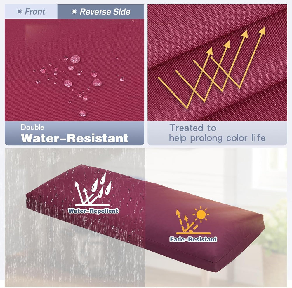 baibu Waterproof Outdoor Bench Cushion with Ties, 45 x 16 x 3.5 Inch, Red