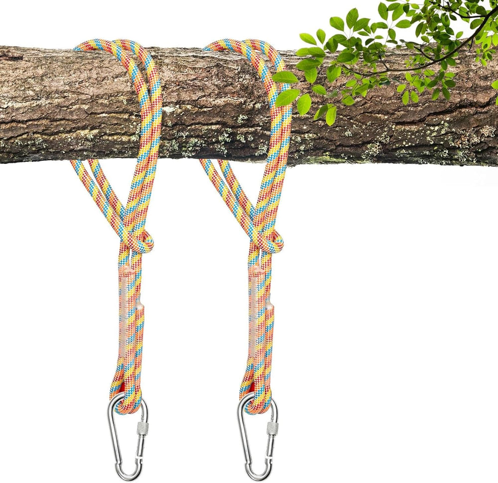 Heavy Duty Tree Swing Ropes with Safer Lock-(2Pack, Rainbow,20FT)