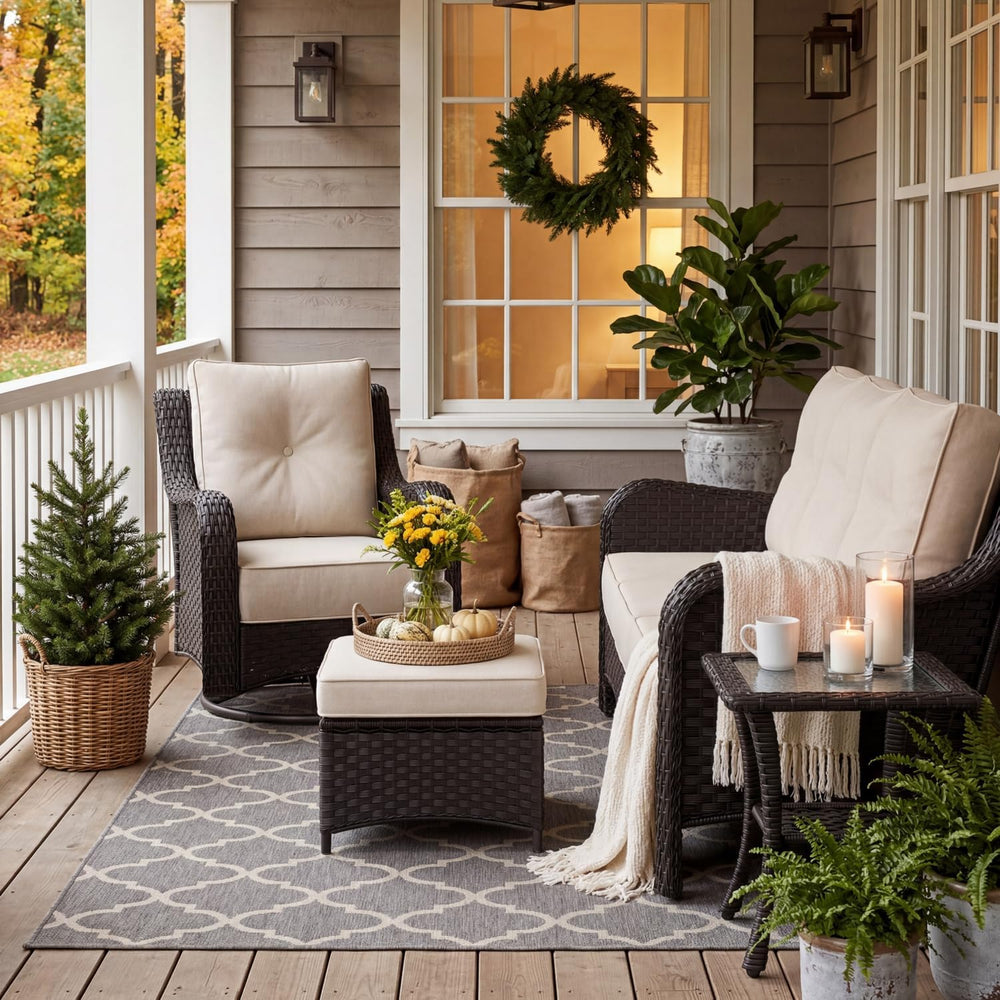 LayinSun 10 Piece Wicker Outdoor Furniture Set with 6-inch Comfy Cushions