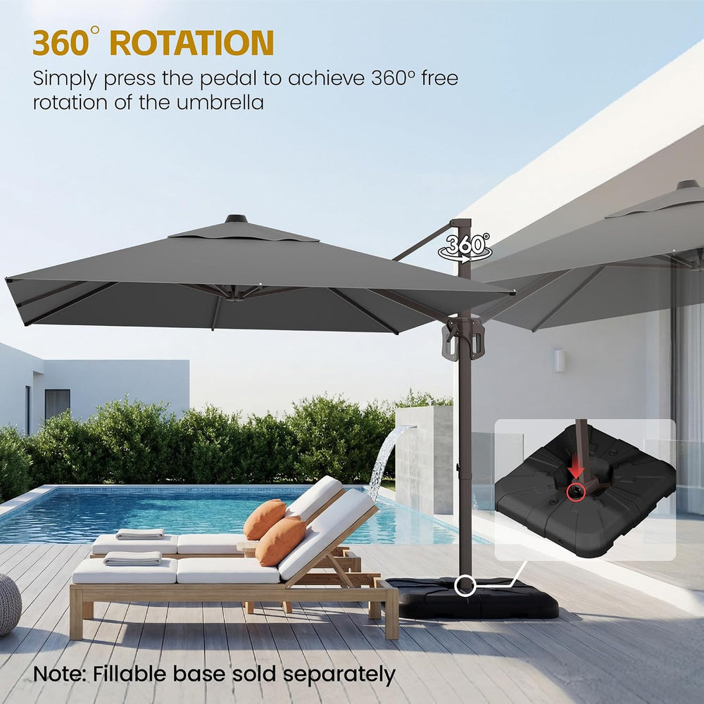 9x12' Patio Cantilever Umbrella for Outdoor, Grey