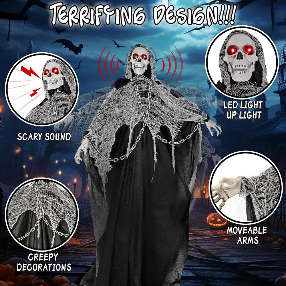 74'' Halloween Decorations Outdoor Animatronics Grim Reaper with Chain