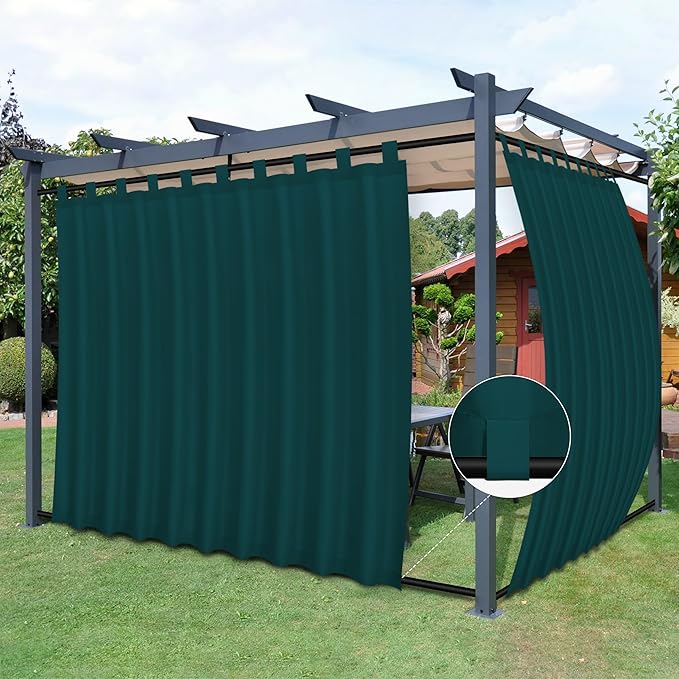 Easy-Going Outdoor Patio Curtains Detachable Tab Top Windproof Weatherproof C...