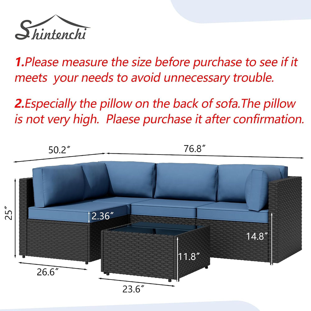 Shintenchi Patio Furniture Sets, 5 Piece Outdoor Sectional Sofas, Wicker Ratt...