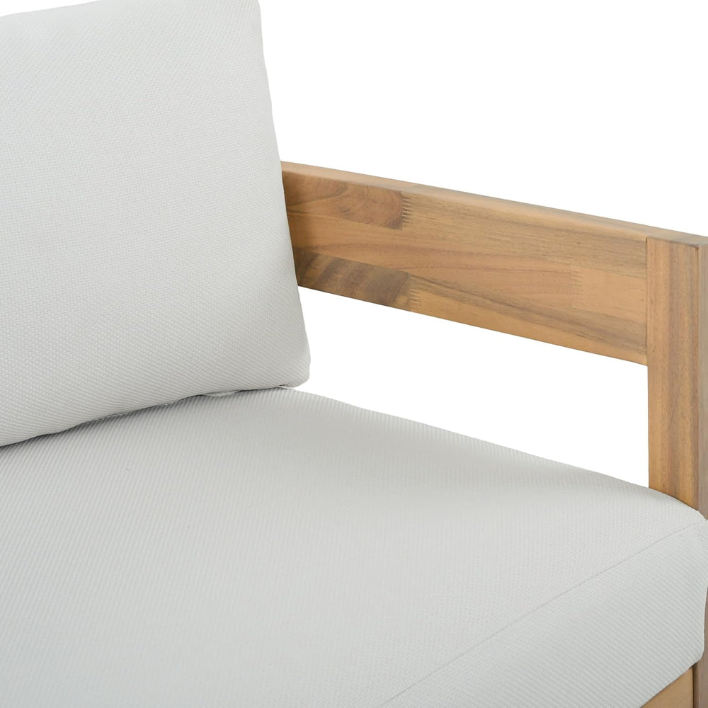 SAFAVIEH Outdoor Kento 3-Seat Sofa, 65.7" Oak & Ivory PAT7098B